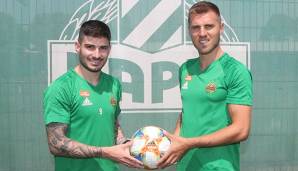 Thorsten Schick, mit Neuzugangs-Kollege Taxiarchis Fountas, bei deren neuer Aufgabe Rapid Wien.