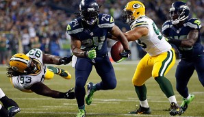 Marshawn Lynch (M.) und die Seahawks gewannen den Opener der neuen NFL-Saison