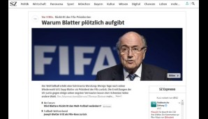 Die Süddeutsche Zeitung vermeldete nicht nur den Blatter-Rücktritt, sondern ordnete es gleich ein: "Die Einschläge der Korruptionsaffäre kamen immer näher."