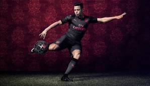 Die Gunners gehen den Trend nicht mit und setzen auf schlichtes Schwarz mit pinken Highlights