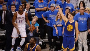 Platz 1: Klay Thompson - 11 Dreier (bei 18 Versuchen) - Warriors vs. Thunder 2016, Game 6