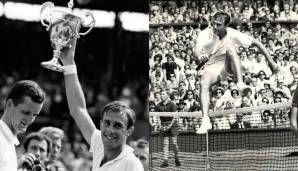 Wilhelm Bungert (l.) verpasst 1967 die ganz große Sensation. Er unterliegt John Newcombe 3:6, 1:6, 1:6. Und der Australier hat nach dem Matchball noch ganz viel Kraft ...