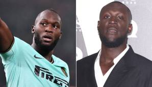 Links: Der britische Rapper Stormzy in einem Inter-Trikot. Rechts: Romelu Lukaku bei den GQ Men of the Year Awards in London.