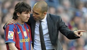 Die beiden passten drei Jahre zusammen wie Pech und Schwefel: Messi mit Pep Guardiola