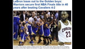 Jup, ein Wortspiel gehört bei unseren britischen Freunden bekanntlich zum Standardrepertoire: "LeBron verliert gegen die Golden Boys", titelt die "Daily Mail"