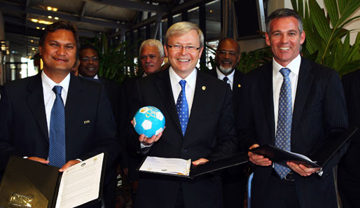 Reynald Temarii (l.) ist seit 2004 Präsident der Konföderation Ozeaniens OFC