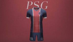 Stilisiertes Logo, ein breiter zentraler Streifen. Das Design des Jerseys von PSG erinnert an Zeiten, in denen Ronaldinho noch seine Schuhe für die Hauptstädter schnürte.