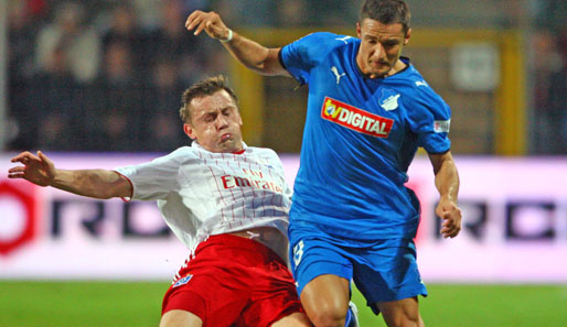 3:0 für Hoffe. In der Hinrunde ging der HSV K.o. Heute treffen sich Olic (l.) und Salihovic erneut