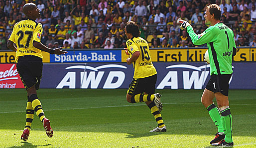 Jens Lehmann (r.) hatte in Dortmund auch Zwist mit Felipe Santana