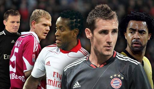 Viele Stars ohne Vertrag: Rost, Wolf, Ze Roberto, Klose, Owomoyela (v.l.)