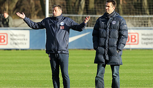 Hertha BSC in der Krise: Trainer Michael Skibbe und Manager Michael Preetz sind enttäuscht