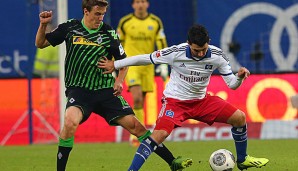 Max Kruse (l.) gewann mit Gladbach beim Hamburger SV