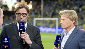 Oliver Kahn (r.) glaubt nich, dass die Truppe von Jürgen Klopp (r.) mit den Bayern auf Augenhöhe ist