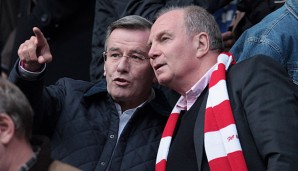 Karl Hopfner (l.) und Uli Hoeneß (r.) gemeinsam im Stadion