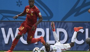 Divock Origi (l.) stand in beiden K.O.-Spielen Belgiens in der Startaufstellung