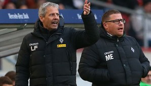 Max Eberl (r., neben Lucien Favre) hat keine Angst vor den Bayern