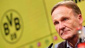 Hans Joachim Watzke auf einer Pressekonferenz vom BVB