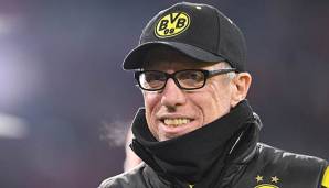 Peter Stöger hat ein Grund zum lachen