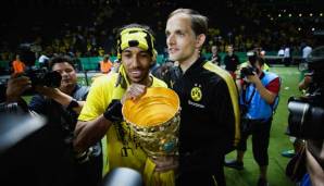 Aubameyang und Tuchel feierten zusammen den DFB-Pokal Sieg.