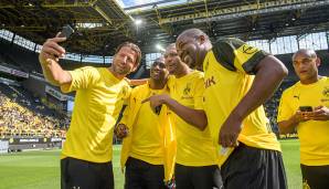 Vor dem Spiel war noch Zeit für reichlich Selfies. Weidenfeller hier mit der brasilianischen BVB-Connection um Evanilson, Marcio Amoroso, Julio Cesar und Ewerthon.