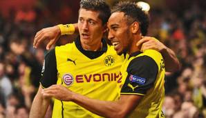 Stürmten 2013/14 gemeinsam beim BVB: Robert Lewandowski (l.) und Pierre-Emerick Aubameyang