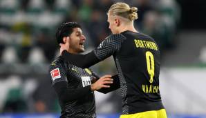 Mahmoud Dahoud und Erling Haaland jubeln gemeinsam.