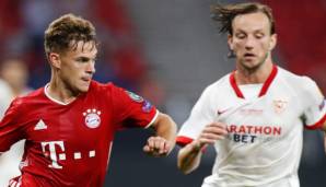 Ivan Rakitic (r.) traf mit dem FC Sevilla im Supercup 2020 auf Champions-League-Sieger Bayern.