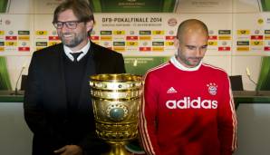 Jürgen Klopp (l.) und Pep Guardiola vor dem DFB-Pokalfinale 2014 zwischen dem BVB und den Bayern