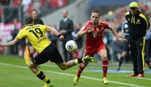 Kevin Großkreutz (l.) spielte wieder Rechtsverteidiger und traf auf Franck Ribery