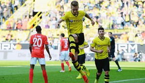 Marco Reus trifft zum 4:2 und setzt den Höhenflug des BVB fort