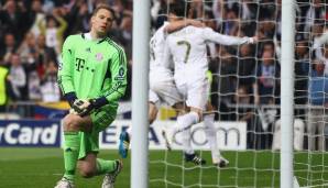 25. April 2012, Halbfinale Champions League, Rückspiel, Real - FCB 3:4 n.E.: Im Bernabeu lagen die Münchner früh mit 0:2 zurück, kamen aber durch Robbens Strafstoß zurück. Das Elfmeterschießen musste für die Entscheidung sorgen.