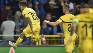 Christian Pulisic (l.) bejubelt seinen Siegtreffer gegen Brügge.