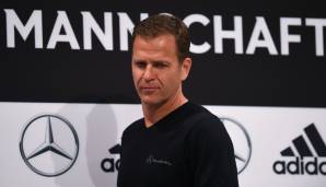 Oliver Bierhoff besucht die Pressekonferenz in Vatutinki nahe Moskau im Juni 2018 vor dem deutschen WM-Auftaktspiel gegen Mexiko.