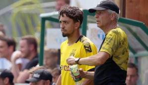 Immanuel Pherai im Trainingslager der BVB-Profis mit Ex-Trainer Lucien Favre.