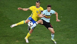 Zlatan Ibrahimovic (l.) machte gegen Belgien sein 108. und letztes Länderspiel für Schweden