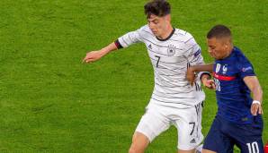 KAI HAVERTZ: Wirkte in der ersten Halbzeit nicht wirklich im Spiel. Gewann nur einen seiner zehn Zweikämpfe, verlor 14-mal den Ball, schoss einmal aufs Tor. Note: 5.