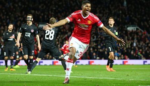 Beim 5:1-Erfolg netzt Marcus Rashford für Manchester United doppelt ein