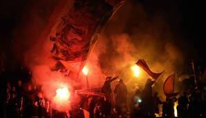 Olympique Marseille in Leipzig ohne Fans ran.