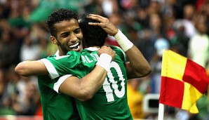 Die Spieler von Saudi Arabien können sich über die ersten Punkte freuen