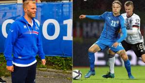 Eidur und Andri Gudjohnsen: Eidurs (l. für Island bei der EM 2016) Sohn Andri - bis Sommer 2022 bei der 2. Mannschaft von Real Madrid - stürmt auch schon für die Nationalmannschaft. Die Bilanz des Youngsters (Jahrgang 2002): 2 Tore in 9 Spielen.