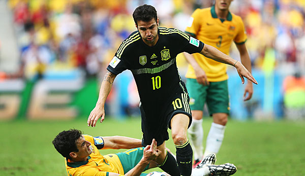 Bei der WM schied Cesc Fabregas (Nr. 10) mit Spanien schon in der Vorrunde aus