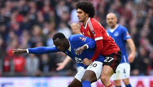 Marouane Fellaini kriegte sich gegen Leicester mit Robert Huth in die Haare