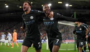 Raheem Sterling (r.) erzielte den Siegtreffer für ManCity in Huddersfield