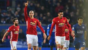 Zlatan Ibrahimovic spielt für Manchester United gegen Leicester City