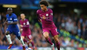 Leroy Sane läuft mit dem Ball gegen den FC Chelsea