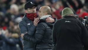 Umarmung nach dem Spiel: Pep Guardiola (r.) gratuliert Jürgen Klopp zum Sieg.