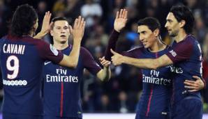 Jeder durfte mal ran: Cavani, Draxler und di Maria (v.l.) bejubeln den Sieg über Monaco.