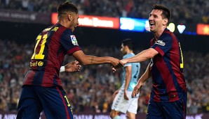 Neymar (l.) verdient weit weniger als sein Teamkollege Lionel Messi (r.)