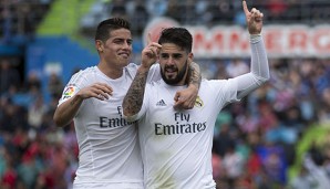 Isco und James Rodriguez von Real Madrid