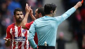 Diego Costa schoss sein erstes LaLiga-Tor für Atletico seit knapp dreieinhalb Jahren und flog anschließend vom Platz